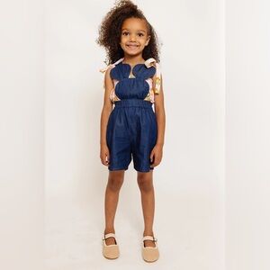 Pepper Kids Girls' Navy Denim Jumper Romper Overall with Mickey Mouse/Disney 6/7